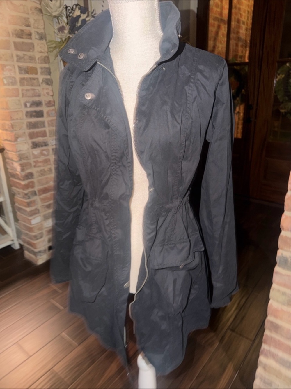 Mossimo Supply Co Women Long Jacket Coat Hooded Black Size M Full Zip Soft